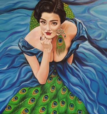 The woman with the Peacock dress